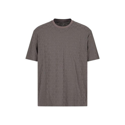 Front - Armani Exchange Mens Textured Crew Neck Regular T-Shirt