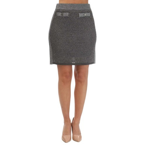 Front - Ted Baker Womens/Ladies Sanniaa Metallic Knitted Mini Skirt