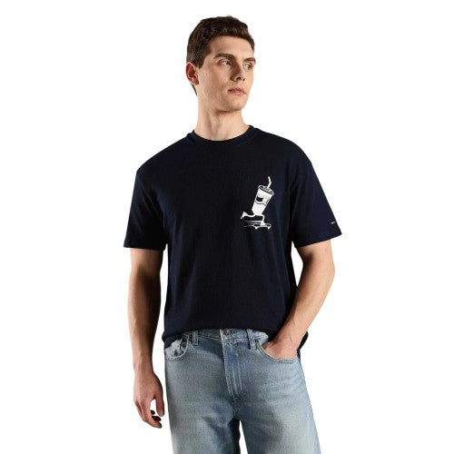 Front - Tommy Jeans Mens Graphic Print Cotton Regular T-Shirt