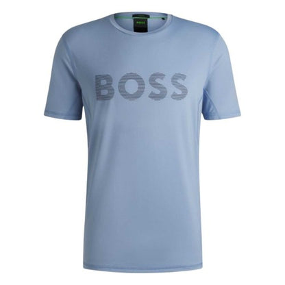Front - Boss Mens Striped Logo Regular T-Shirt