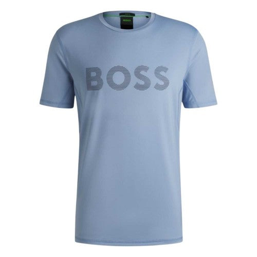 Front - Boss Mens Striped Logo Regular T-Shirt