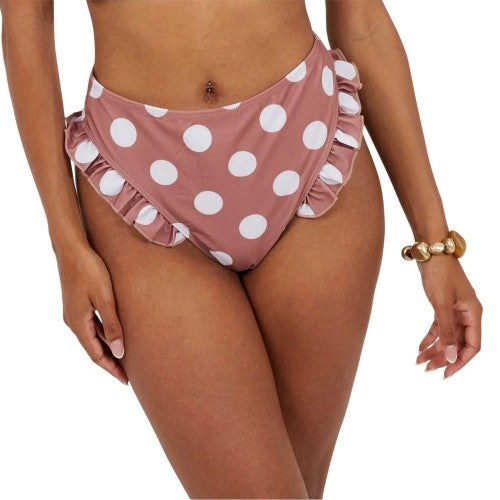 Front - Brave Soul Womens/Ladies Polka Dot High Waist Two-Piece Swimsuit
