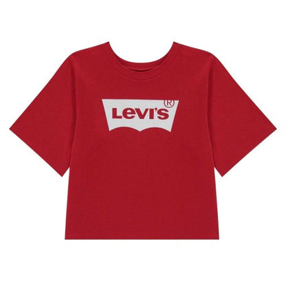 Front - Levis Girls Batwing Logo Regular Crop T-Shirt
