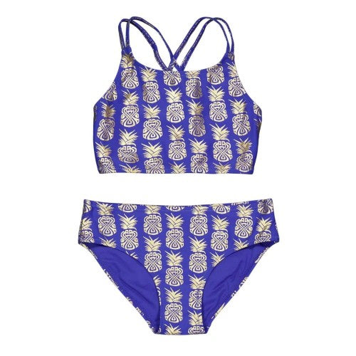 Front - Biba Girls Pineapple Cross Back Bikini Set