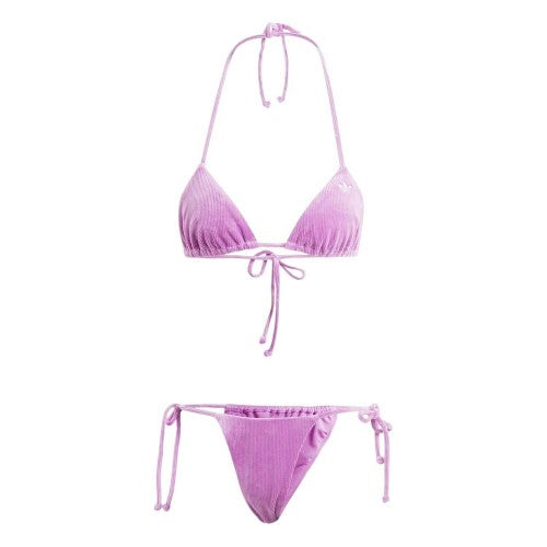 Front - Adidas Womens/Ladies Essentials Ribbed Tie Up Bikini Set