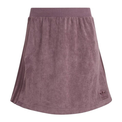 Front - Adidas Womens/Ladies Originals 3 Stripes Velour Regular Mini Skirt