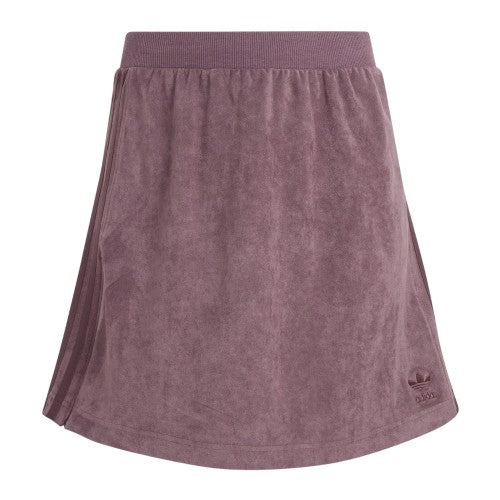 Front - Adidas Womens/Ladies Originals 3 Stripes Velour Regular Mini Skirt