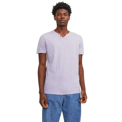 Front - Jack And Jones Mens Split Neck Short-Sleeved T-Shirt
