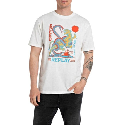 Front - Replay Mens Graphic Print Crew Neck T-Shirt