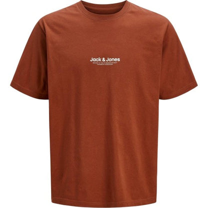 Front - Jack And Jones Mens Logo Combed Cotton T-Shirt