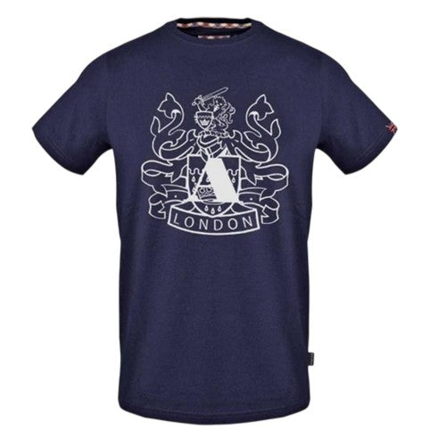 Front - Aquascutum Mens Shield Aldis Large Logo T-Shirt