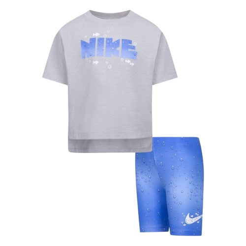 Front - Nike Childrens/Kids Genie Bubble T-Shirt & Shorts Set