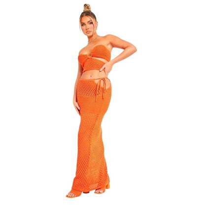 Front - Missy Empire Womens/Ladies Crochet Cut Out Slim Maxi Skirt