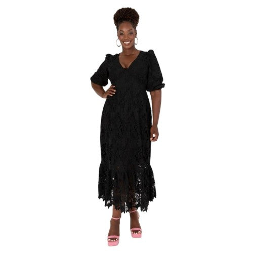 Front - Maya Deluxe Womens/Ladies 3/4 Sleeve Midi Dress