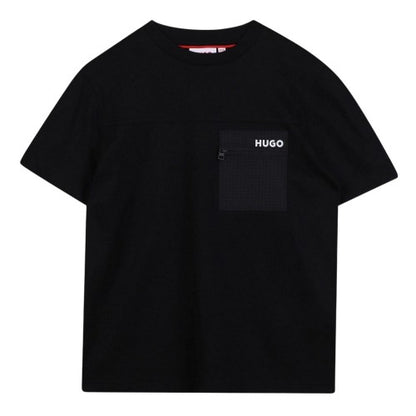 Front - Hugo Childrens/Kids Logo Zip Pocket T-Shirt