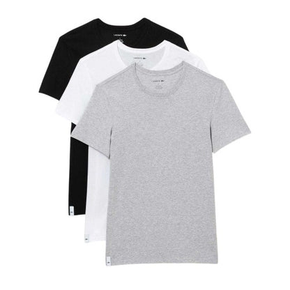 Front - Lacoste Mens Essentials Crew Neck Regular T-Shirt (Pack of 3)