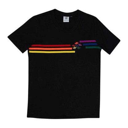 Front - Adidas Womens/Ladies Pride Contrast Striped Crew Neck Regular T-Shirt