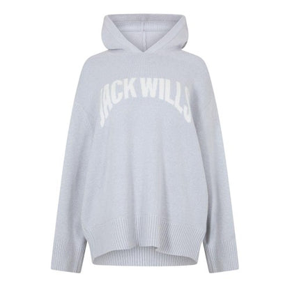Front - Jack Wills Womens/Ladies Logo Drop Shoulder Long-Sleeved Hoodie