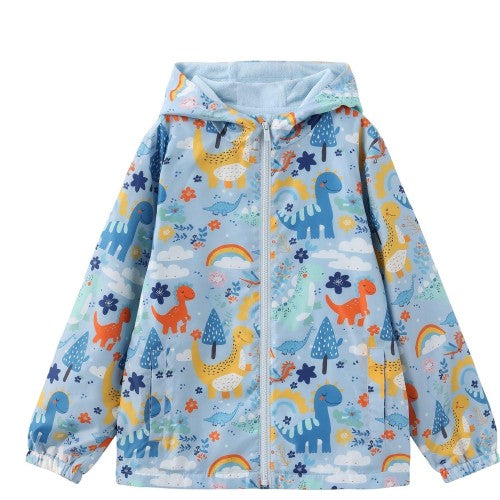 Front - Star Boys Dinosaur Polyester All-Over Print Jacket