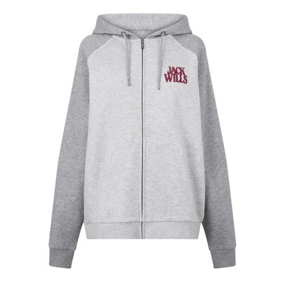 Front - Jack Wills Womens/Ladies Colour Block Raglan Full Zip Hoodie