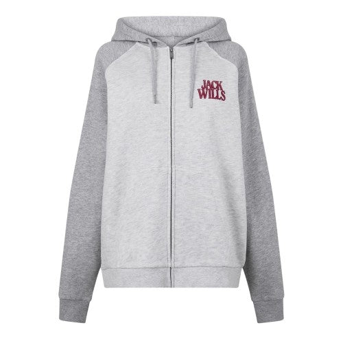 Front - Jack Wills Womens/Ladies Colour Block Raglan Full Zip Hoodie