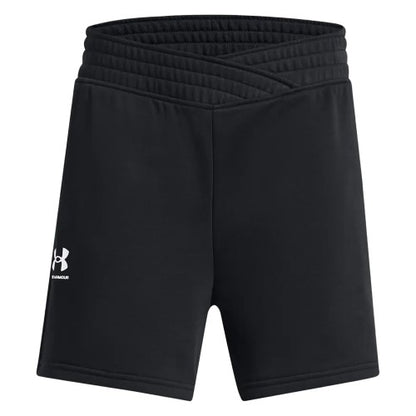 Front - Under Armour Girls Rival Terry Cross Front Shorts
