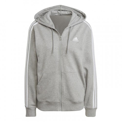 Front - Adidas Womens/Ladies 3 Stripes Fleece Full Zip Hoodie