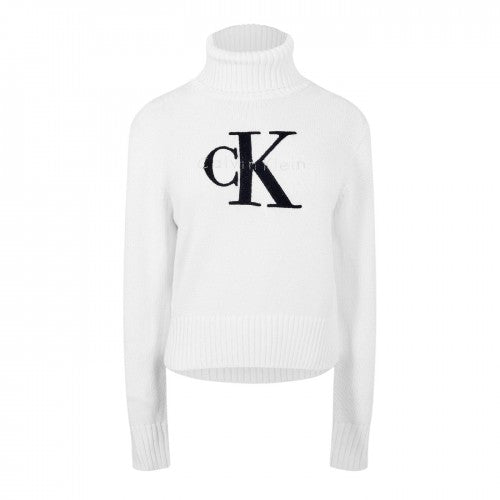 Front - Calvin Klein Womens/Ladies Logo Organic Cotton Slim Turtleneck