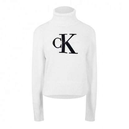 Front - Calvin Klein Womens/Ladies Logo Organic Cotton Slim Turtleneck