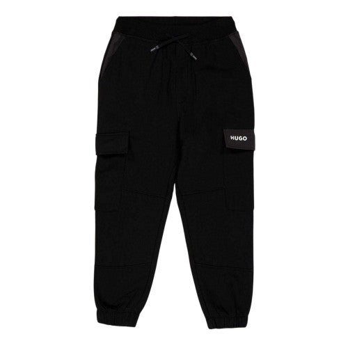 Front - Hugo Childrens/Kids Patch Flap Pocket Regular Jogging Bottoms