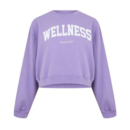 Front - Wellness Womens/Ladies Crew Neck Crop Sweatshirt