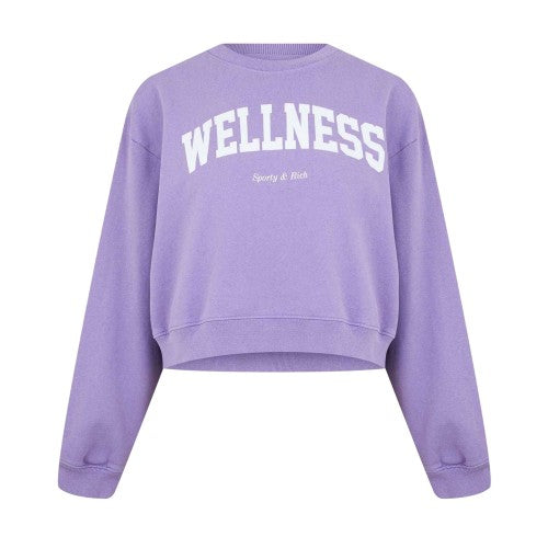 Front - Wellness Womens/Ladies Crew Neck Crop Sweatshirt
