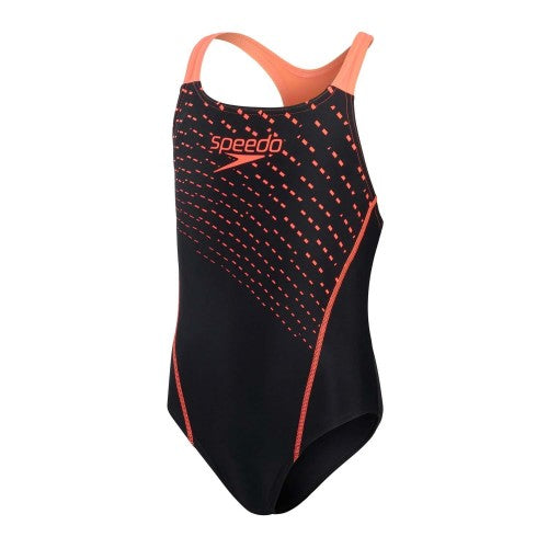 Front - Speedo Girls Eco Endurance Medalist One Piece Swimsuit