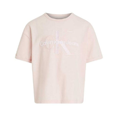 Front - Calvin Klein Girls Monogram Regular Short-Sleeved T-Shirt