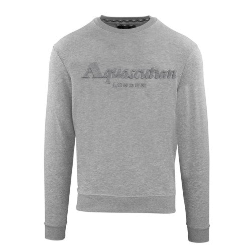 Front - Aquascutum Mens Rubberised Logo Crew Neck Long-Sleeved Sweatshirt