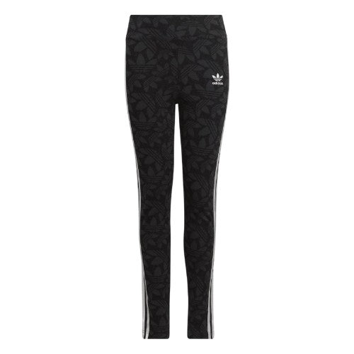 Front - Adidas Girls Waisted All-Over Print Leggings