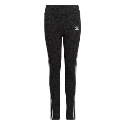 Front - Adidas Girls Waisted All-Over Print Leggings