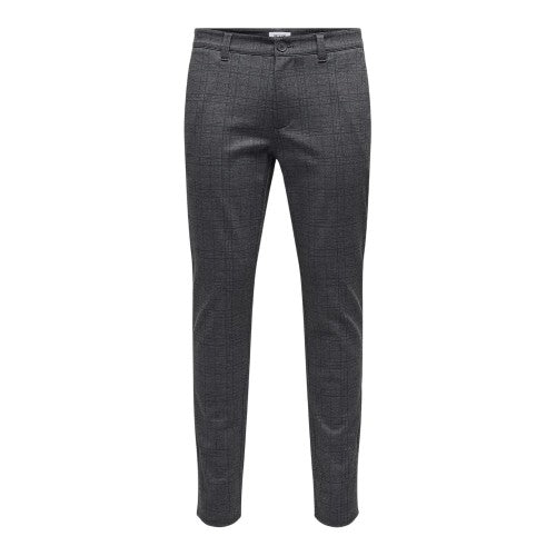 Front - Only Mens Plaid Slim Chinos