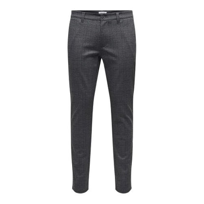 Front - Only Mens Plaid Slim Chinos