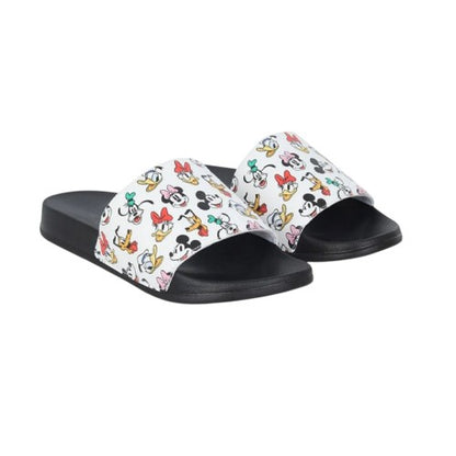 Front - Mickey Mouse Unisex Adult Mickey Mouse & Friends Leather Open Toe Casual Flat Slides