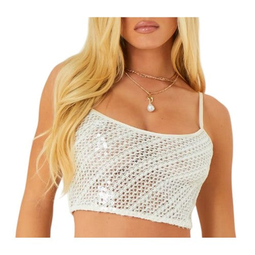 Front - Missy Empire Womens/Ladies Sequin Knitted Crop Top
