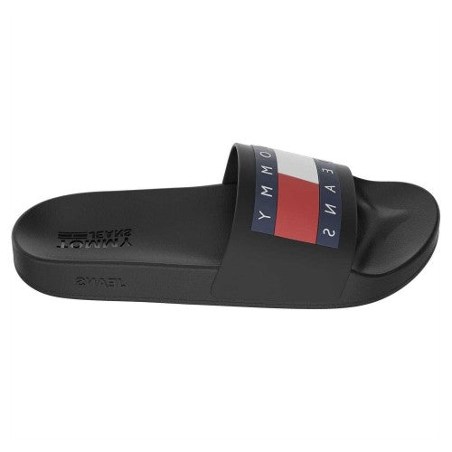 Front - Tommy Jeans Mens Flag Logo Moulded Footbed Sliders