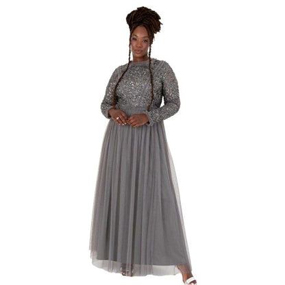 Front - Maya Deluxe Womens/Ladies Sequin Regular Formal Maxi Dress