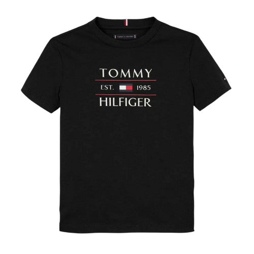 Front - Tommy Hilfiger Childrens/Kids Logo Regular Short-Sleeved T-Shirt