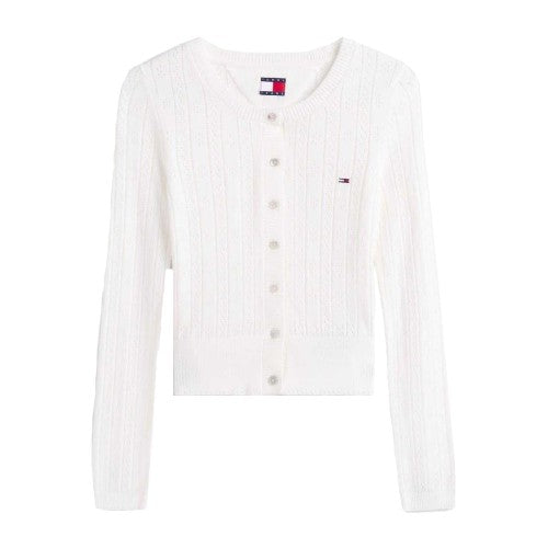 Front - Tommy Jeans Womens/Ladies Pointelle Cardigan