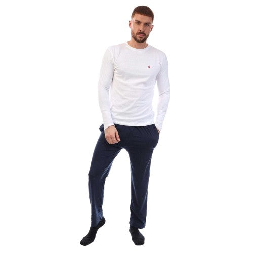 Front - Farah Mens Cotton Long-Sleeved Loungewear Set