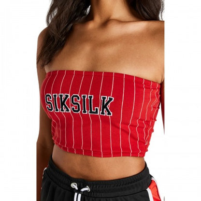Front - SikSilk Womens/Ladies Pinstripe Bandeau Crop Top
