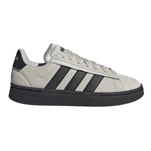 Front - Adidas Mens Grand Court 3 Stripes Suede Trainers