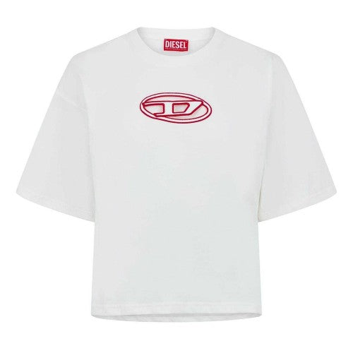 Front - Diesel Womens/Ladies Oval Logo Oversized Crop T-Shirt