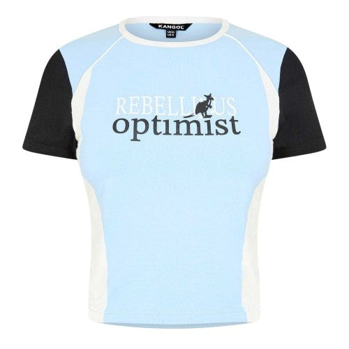 Front - Kangol Womens/Ladies Optimist Colour Block Cropped Fitted T-Shirt